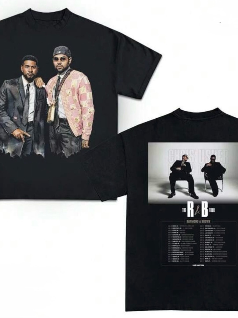 Chris Brown/Usher Graphic R&B Tour Tee - Unisex Brand New